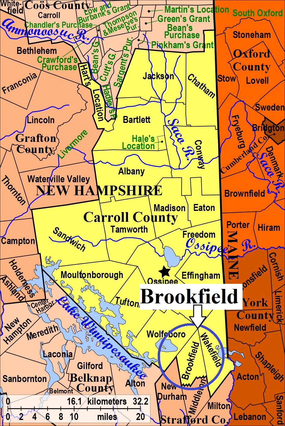Map showing Brookfield