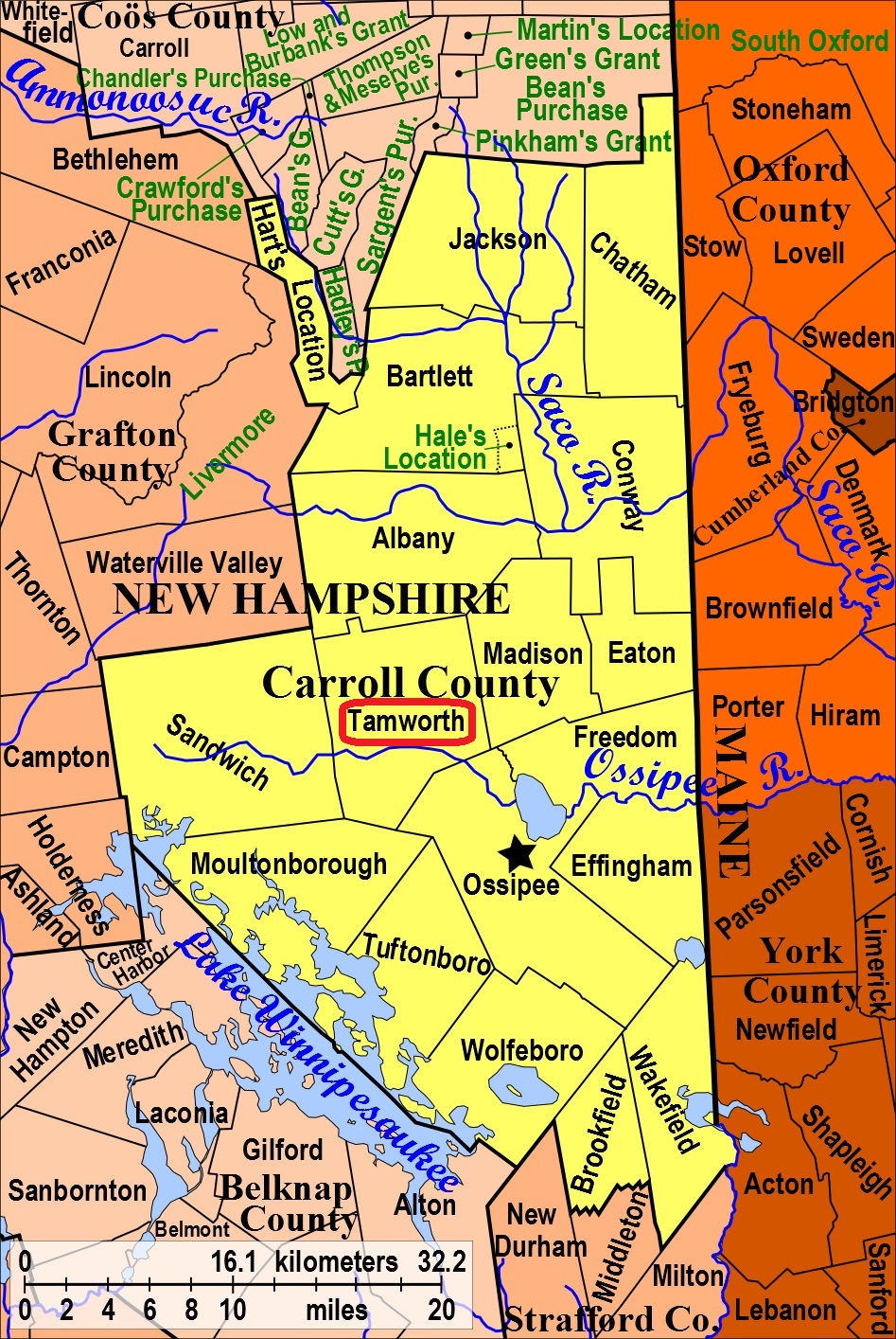 Map showing Tamworth