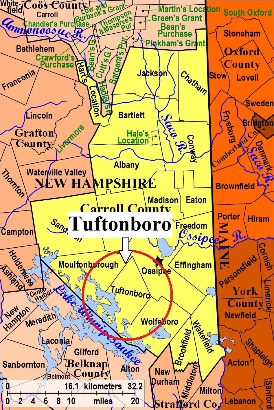 Map showing Tuftonboro