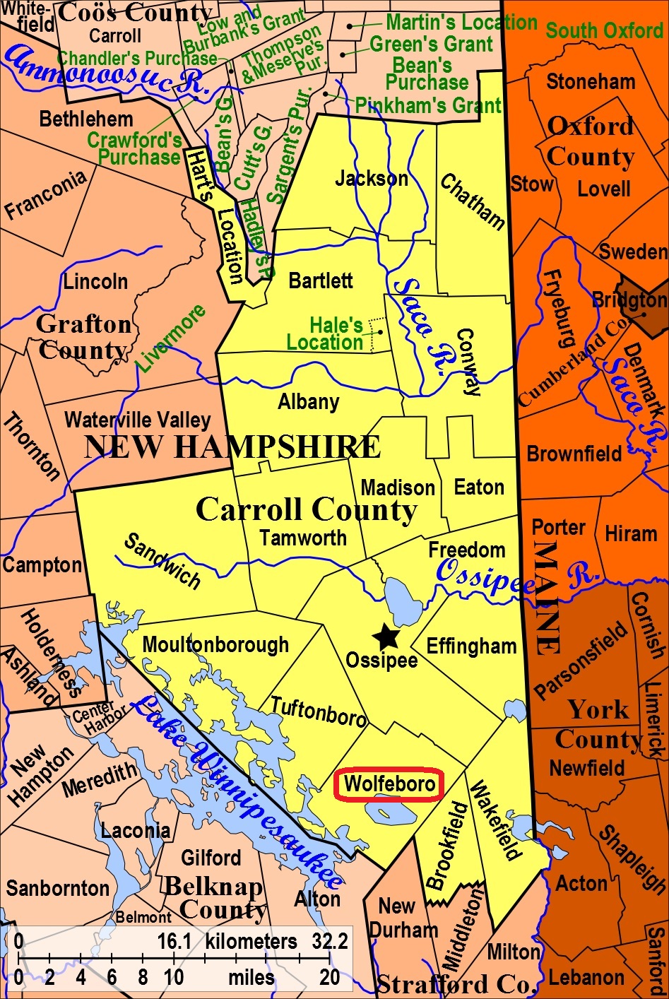 Map showing Wolfeboro