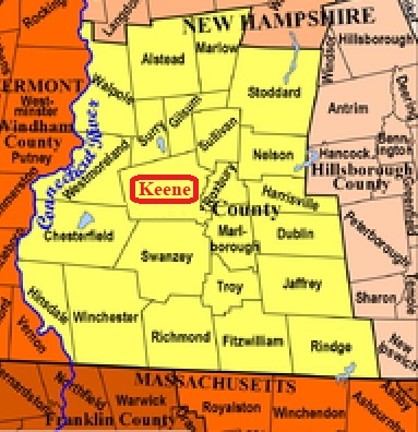 Map showing Keene