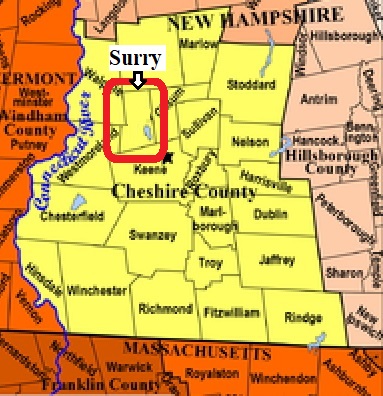 Map showing Surry