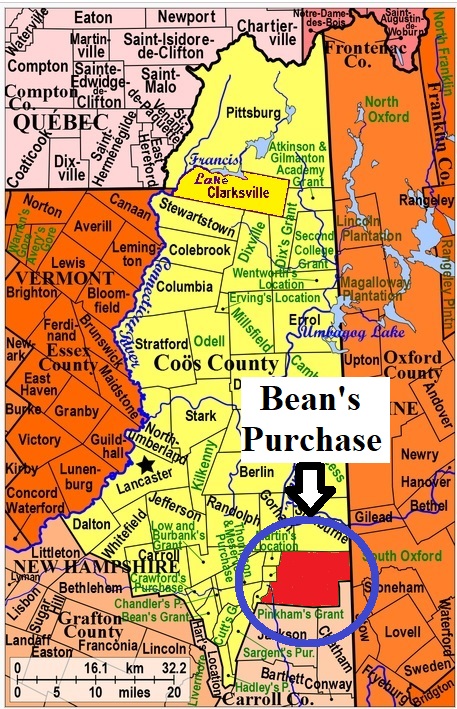 Map showing Bean's Purchase