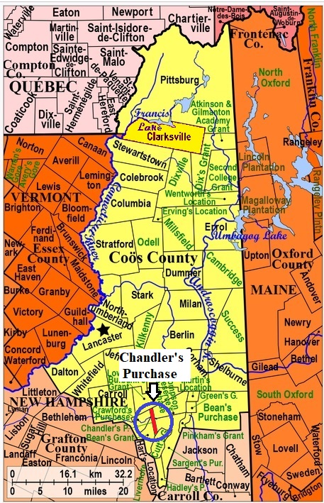 Map showing Chandler's Purchase