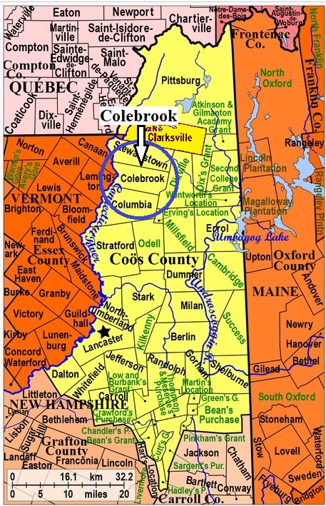 Map showing Colebrook