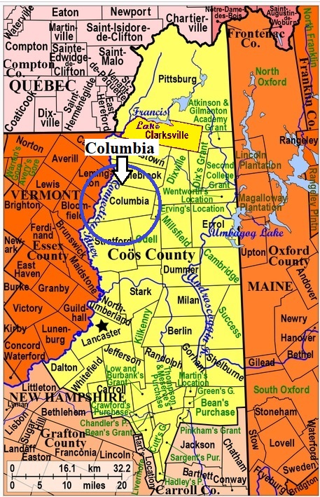 Map showing Columbia