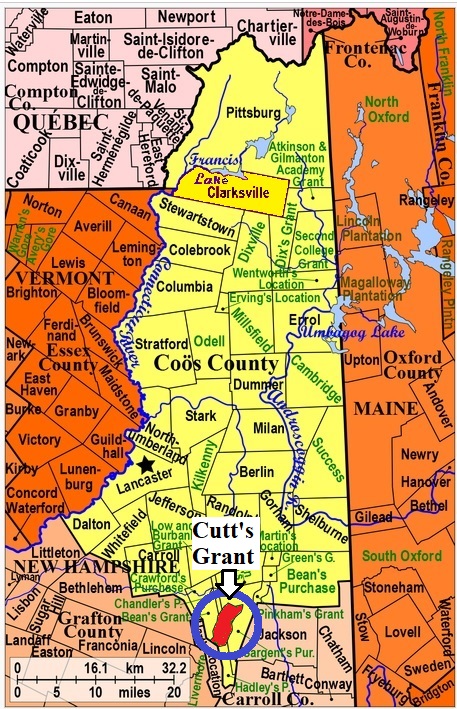 Map showing Cutt's Grant