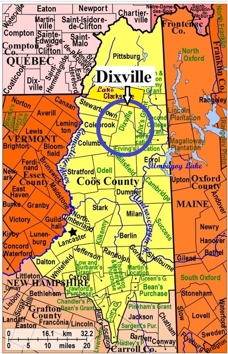 Map showing Dixville