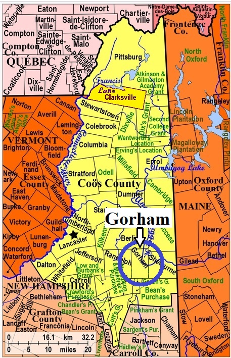 Map showing Gorham