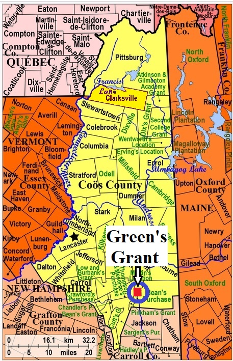 Map showing Green's Grant