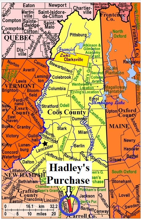 Map showing Hadley's Purchase