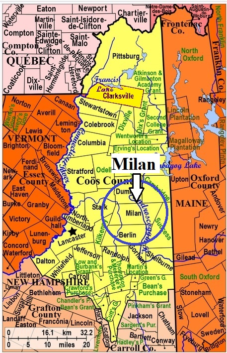 Map showing Milan