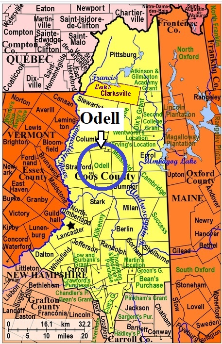 Map showing Odell