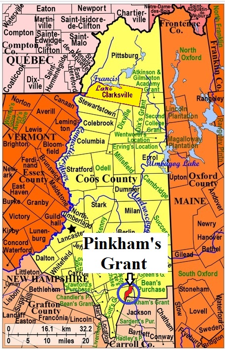 Map showing Pinkham's Grant