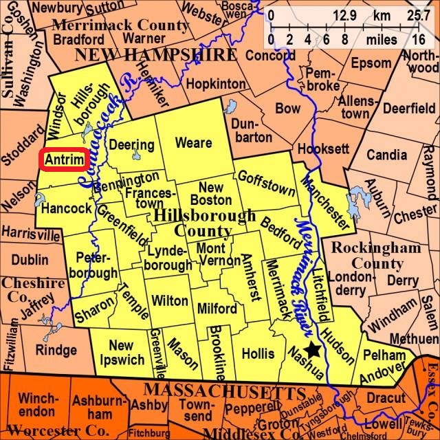 Map showing Antrim