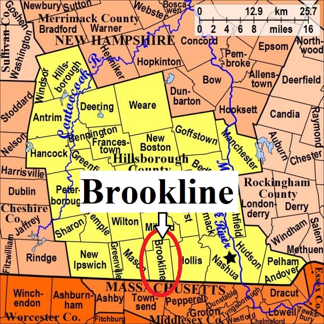 Map showing Brookline