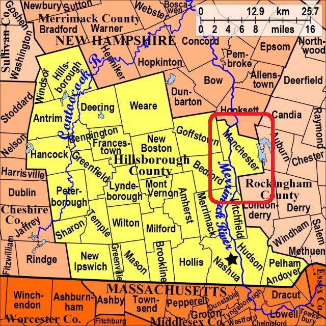 Map showing Manchester