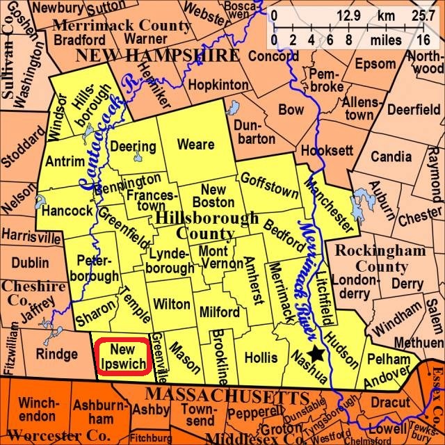 Map showing New Ipswich