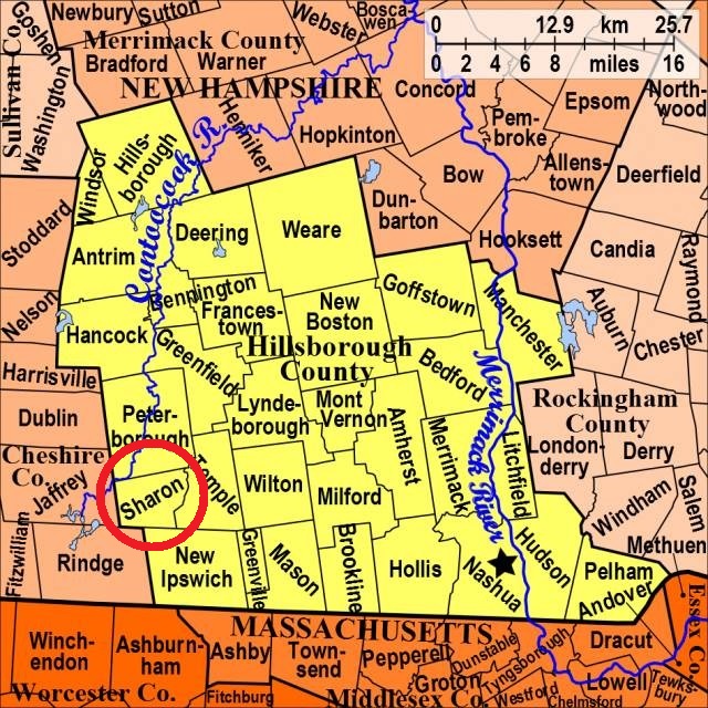 Map showing Sharon
