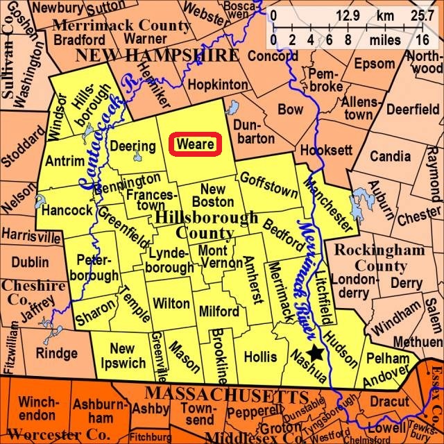 Map showing Weare