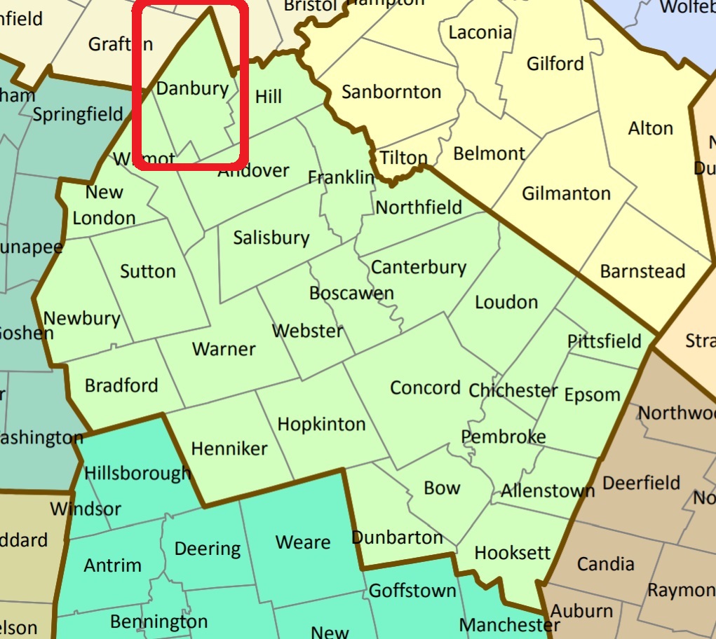 Map showing Danbury