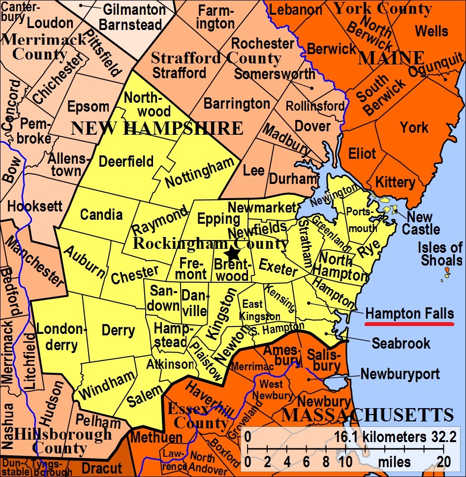 Map showing Hampton Falls