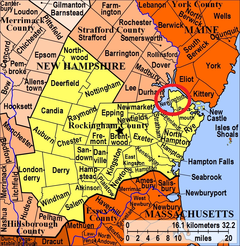 Map showing Newington