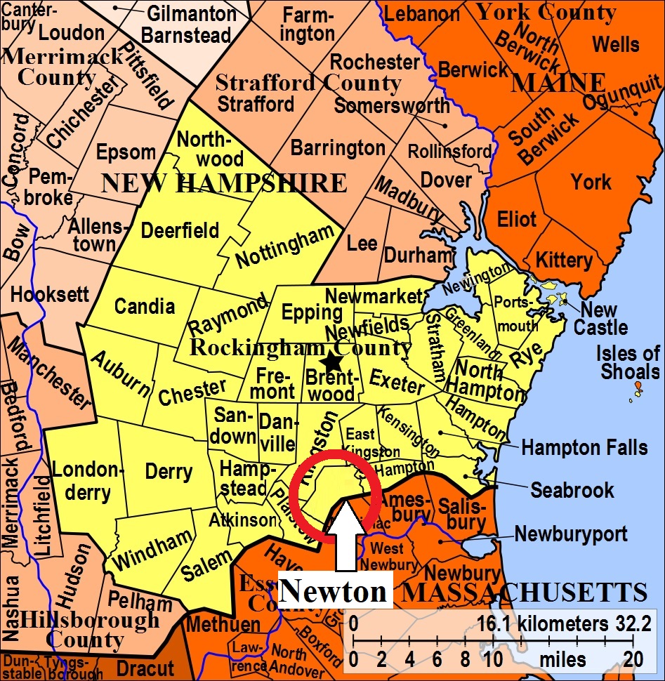 Map showing Newton