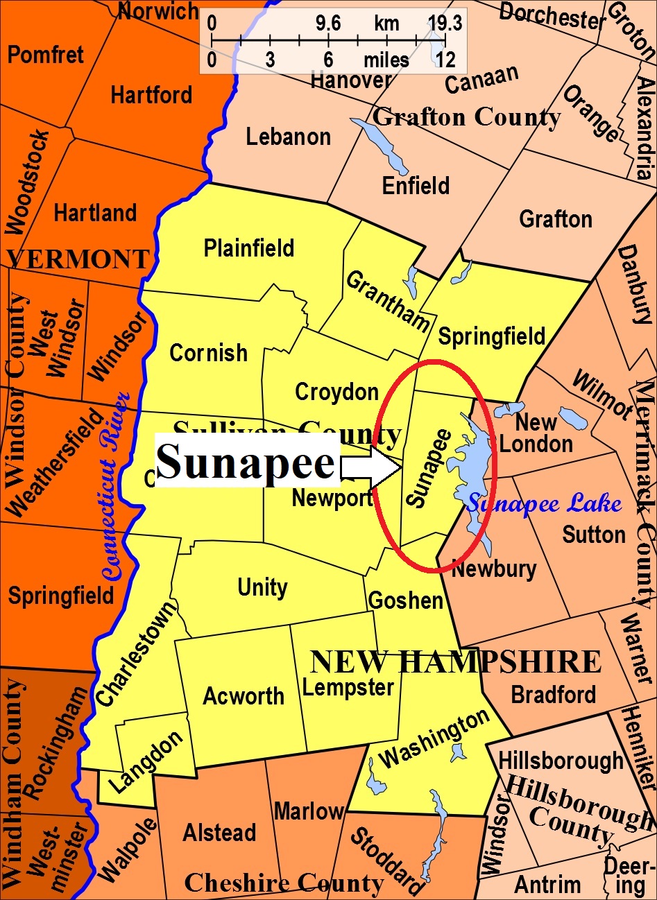 Map showing Sunapee